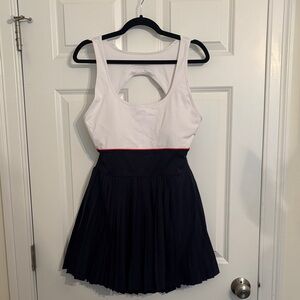 NWT White & Navy Tennis Dress w/ Red Accent Wilson XL Pleated Skirt Pickleball